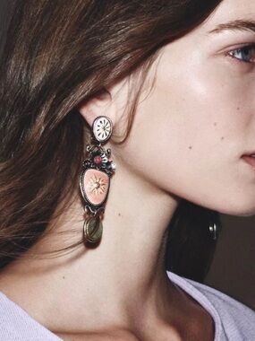 Zara Flower and Stone Dangle Earrings